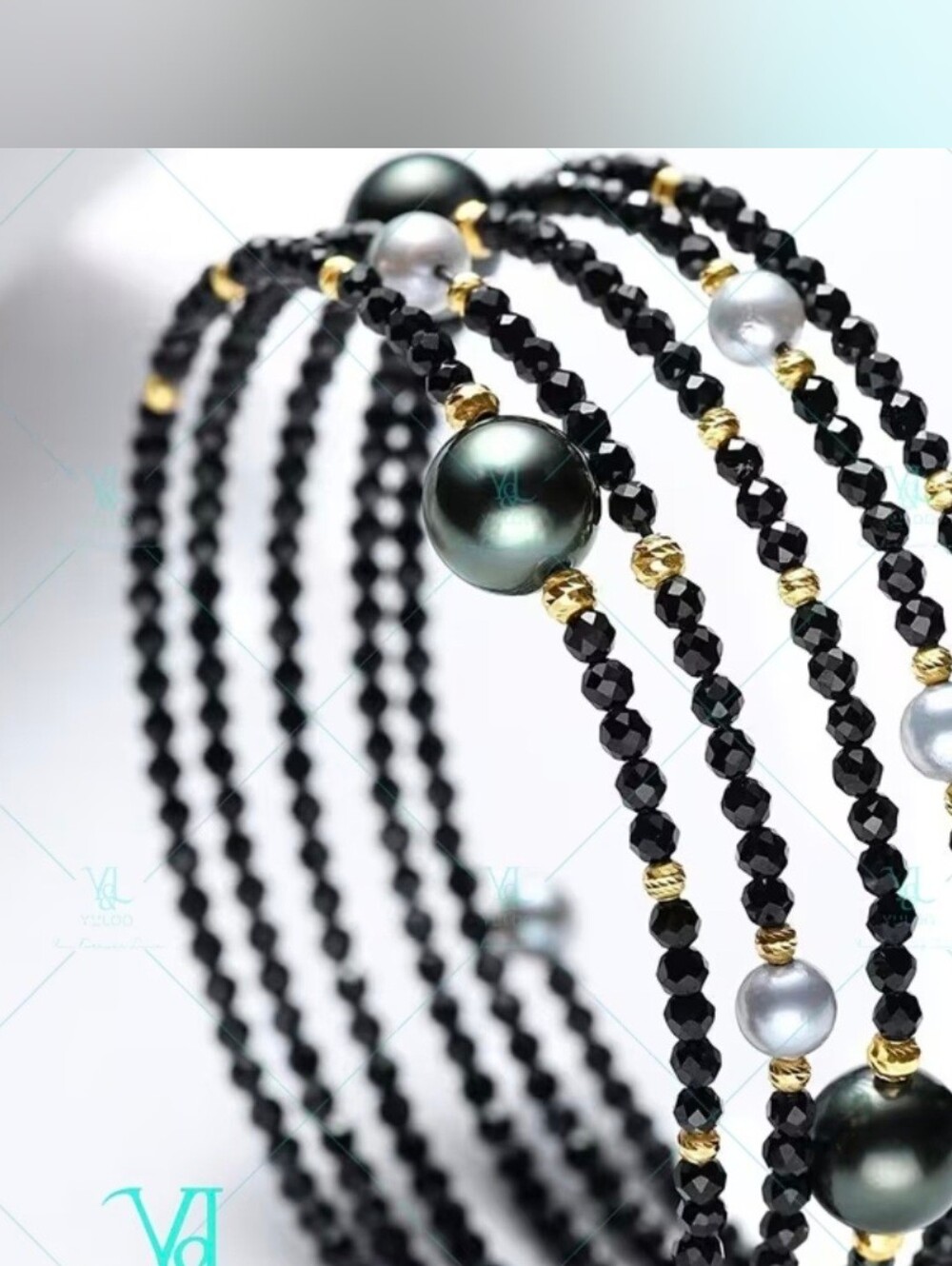 🖤🖤NEW🖤🖤 STUNNING!! BLACK SPINEL, BLACK&WHITE Sea Water Pearl Bracelet